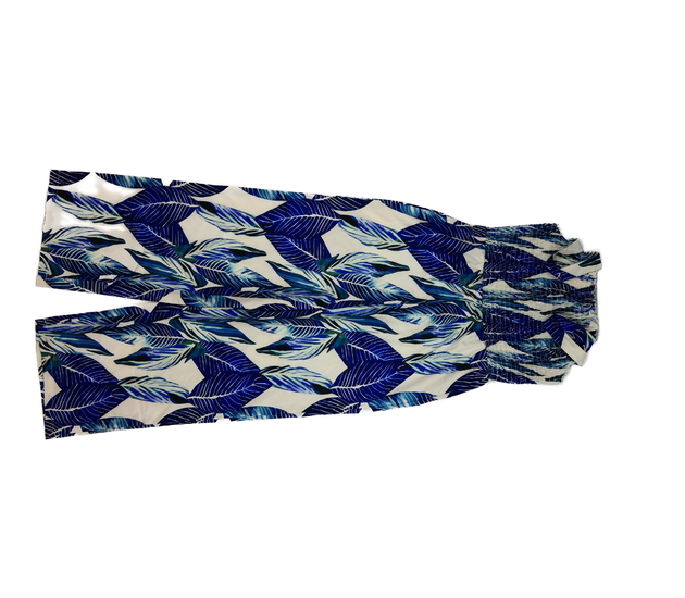 Světlý letní overal s modrými listy 