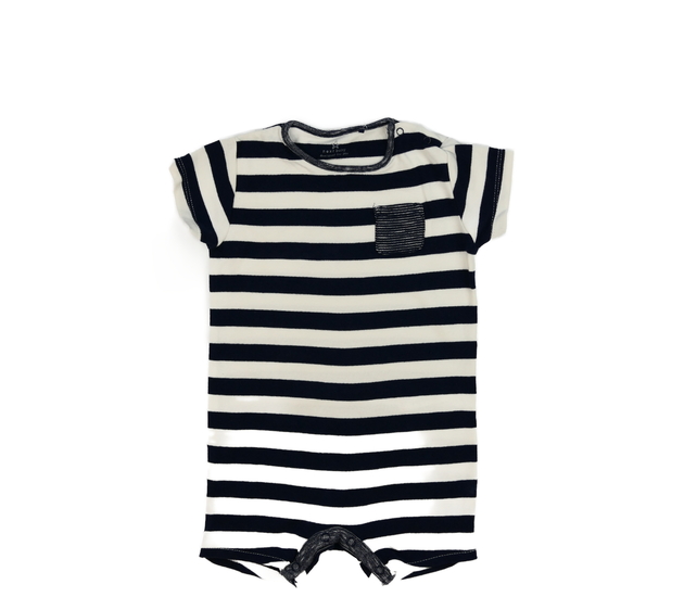 Modro-bílý pruhovaný overal s kapsou Next