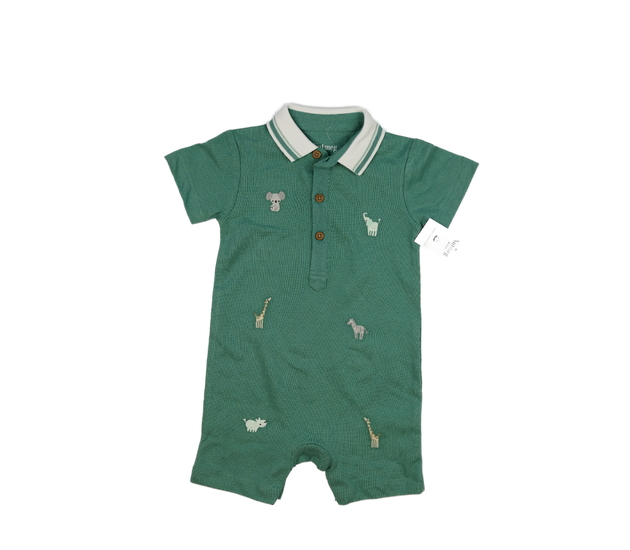 Nový zelený overal s límečkem a se zvířátky Nutmeg