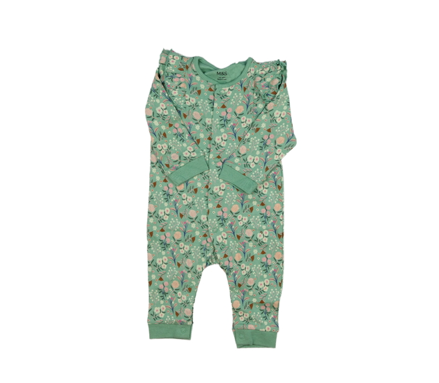 Zelený overal s květinami a volánky M&S