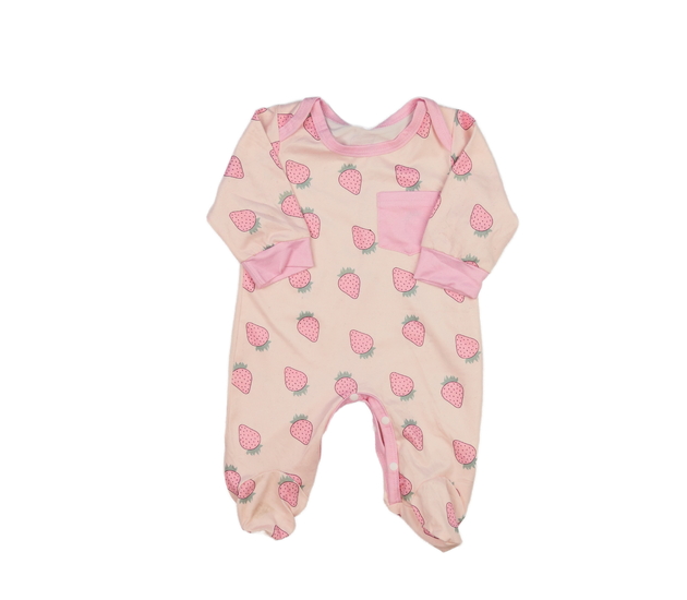 Světle růžový overal s jahodami 