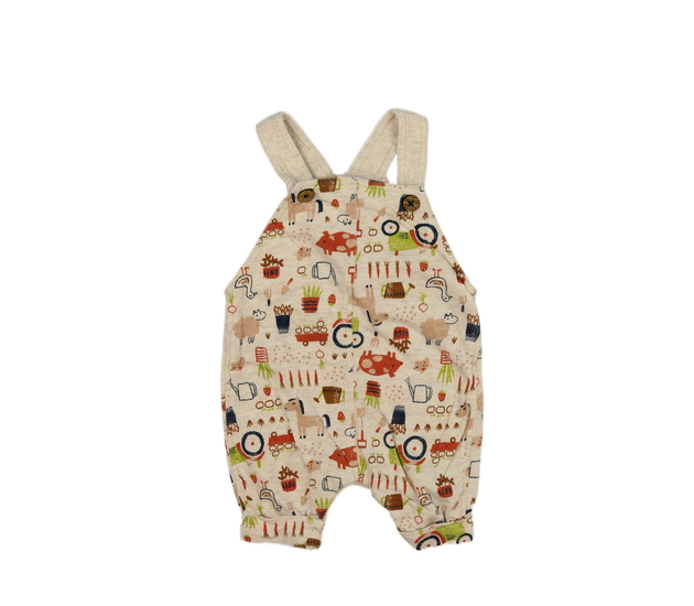 Hnědý letní overal s motivem farmy Nutmeg