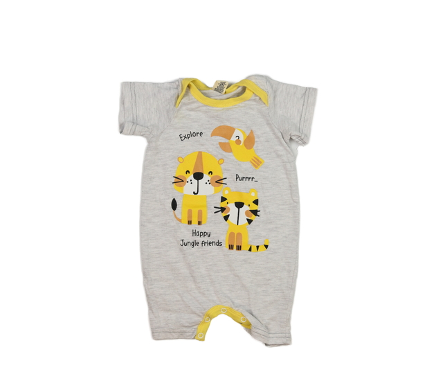 Šedý melírovaný overal se zvířátky 