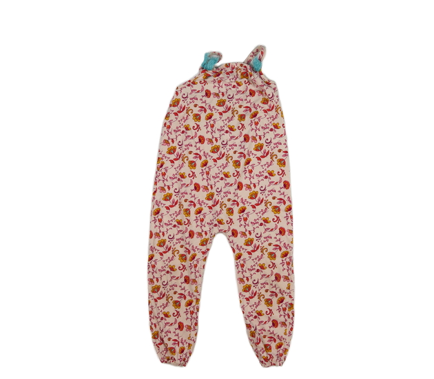 Růžový květinový letní overal 