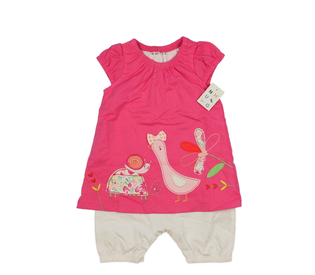 Nový růžovo-bílý overal se zvířátky Nutmeg