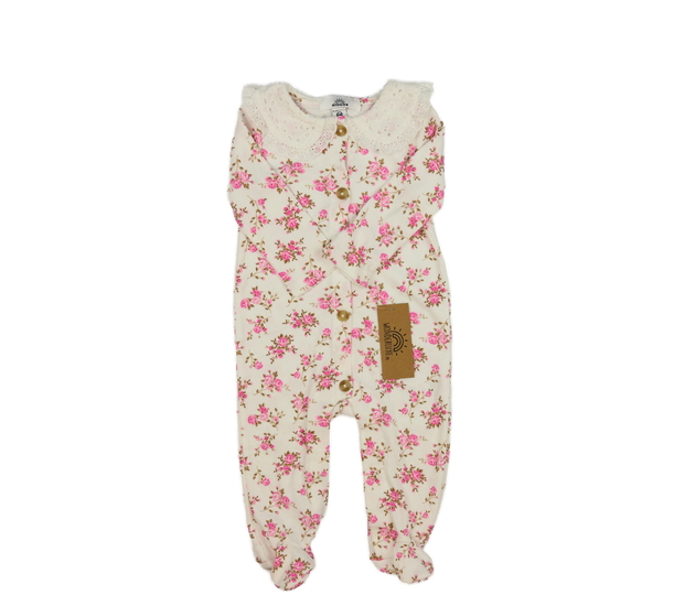 Nový krémový květinový overal 