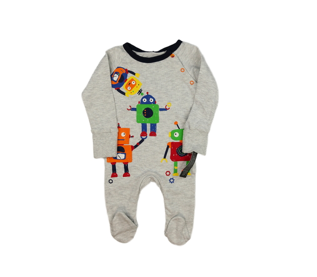 Nový šedý overal s roboty 