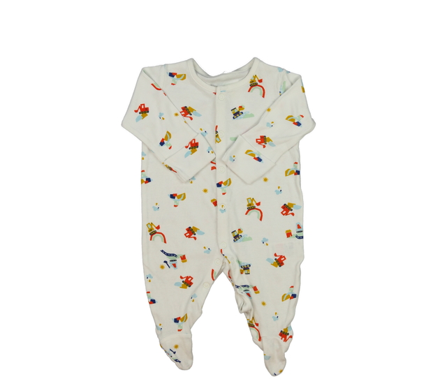 Bílý overal s bagry Mothercare