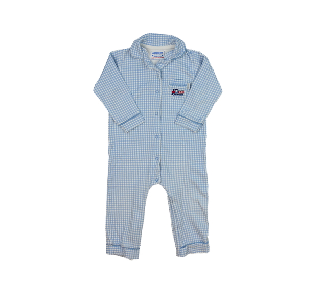 Modrý kostkovaný overal s límečkem Jojo Maman Bébé