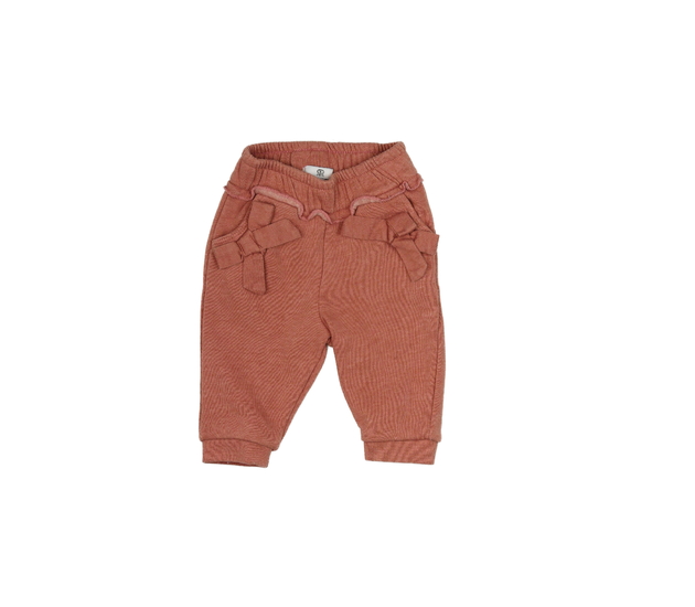 Růžové teplejší tepláky s volánky 