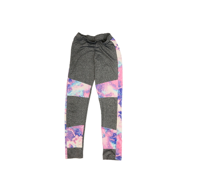 Šedé legíny s barevnými vsadkami