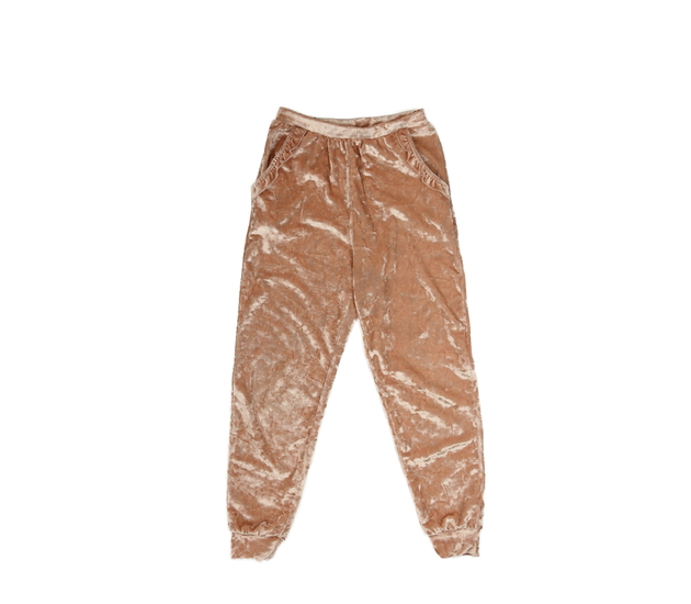 Růžové tepláky s volánky 