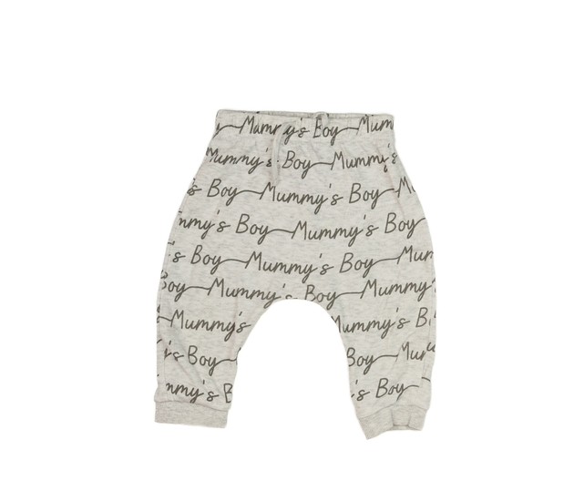 Šedé melírované tepláčky s nápisy 