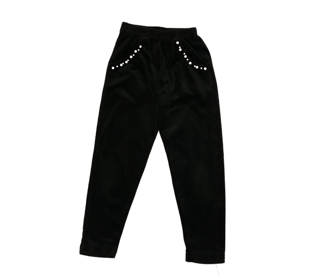 Černé semišové legíny s perličkami 