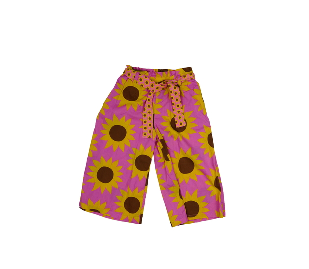 Růžové vzdušné kalhoty se slunečnicemi