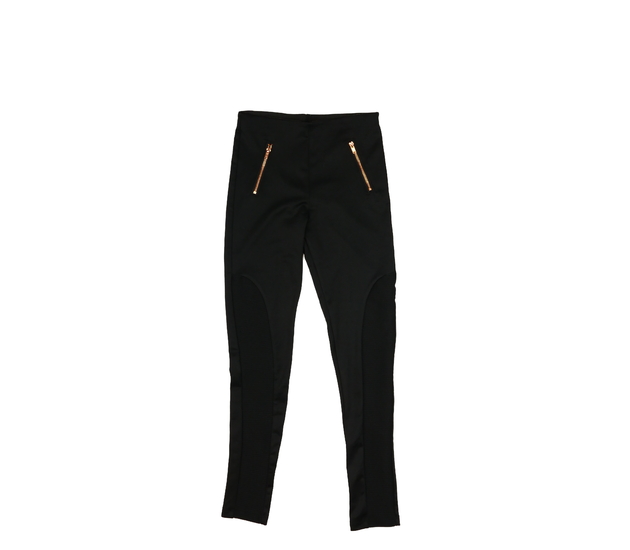 Černé zdobné legíny se dekorativními zipy F&F