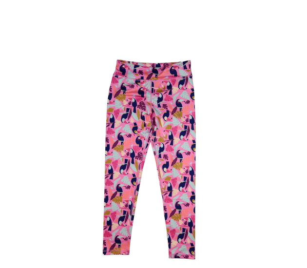 Růžové sportovní legíny s ptáky 