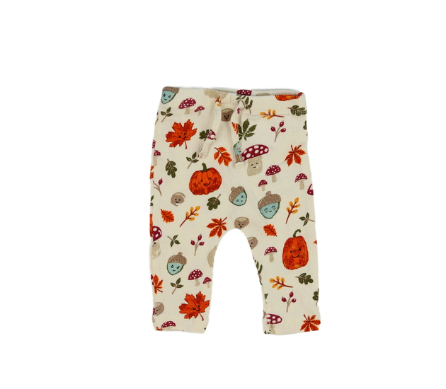 Krémové legíny s motivem podzimní přírody 