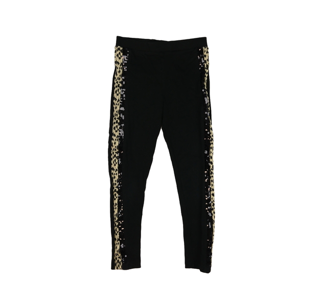 Černé legíny s flitry na bocích 