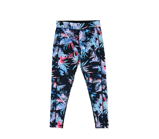 Černé legíny s barevnými listy USA PRO 