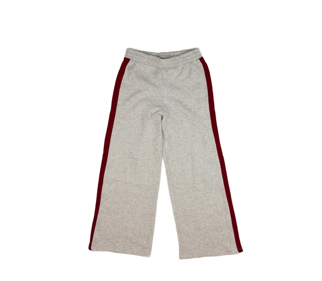 Šedé zvonové tepláky s červeným pruhem 