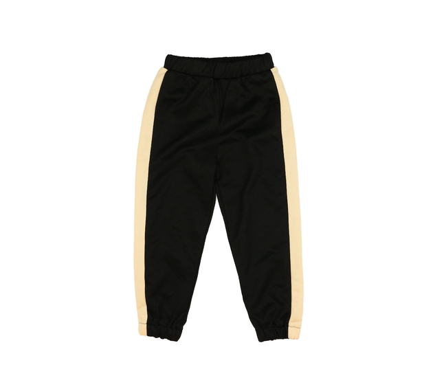 Černé tepláky s hnědým pruhem