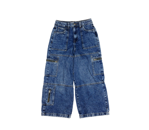 Modré riflové zvonové kalhoty Primark