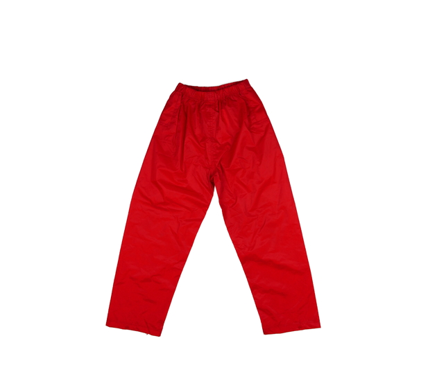 Červené nepromokavé kalhoty do deště 