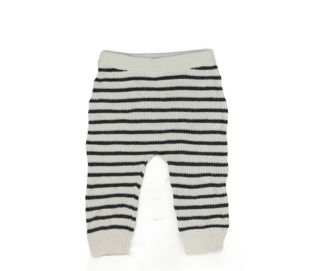 Pletené bílo-šedé pruhované legíny 