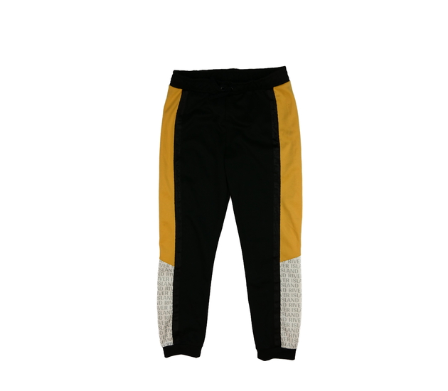 Černé tepláky se žluto-bílým pruhem River Island