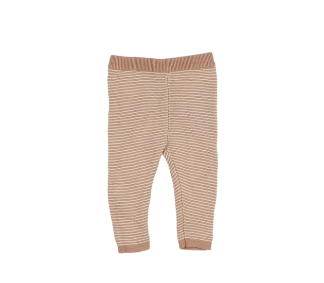 Růžovo-bílé pruhované pletené legíny F&F