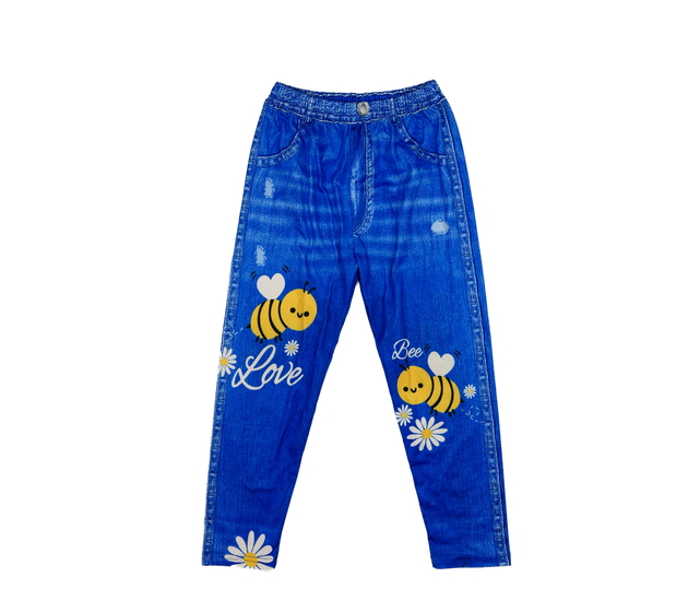 Modré legíny s včeličkami 