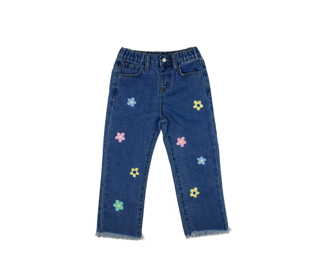 Modré rifle s květinami 