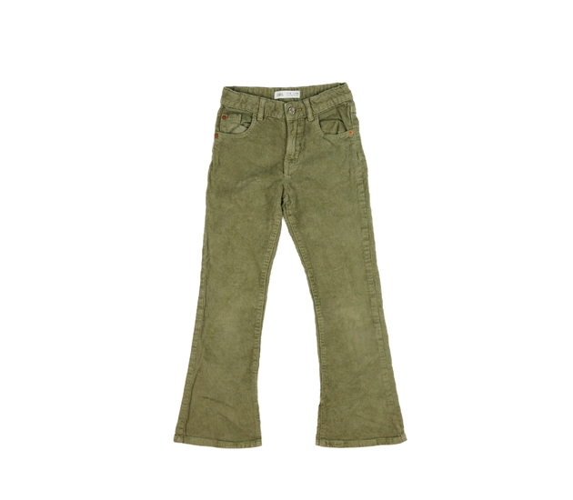 Zelené manšestrové zvonové kalhoty Zara