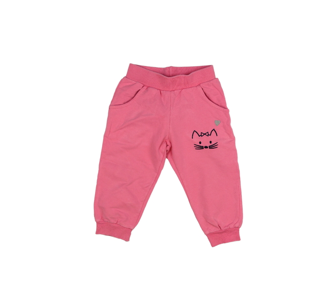 Růžové tepláky s kočičkou 
