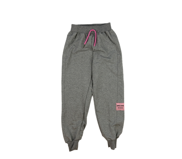 Šedé tepláky s růžovým detailem 