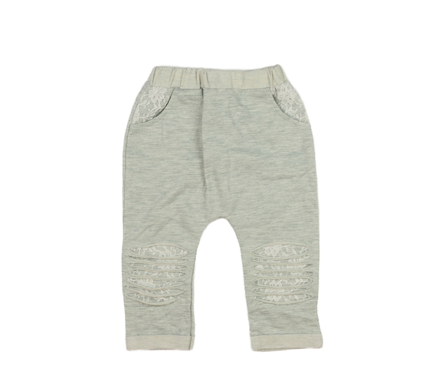 Zeleně melírované stylové legíny s krajkou 