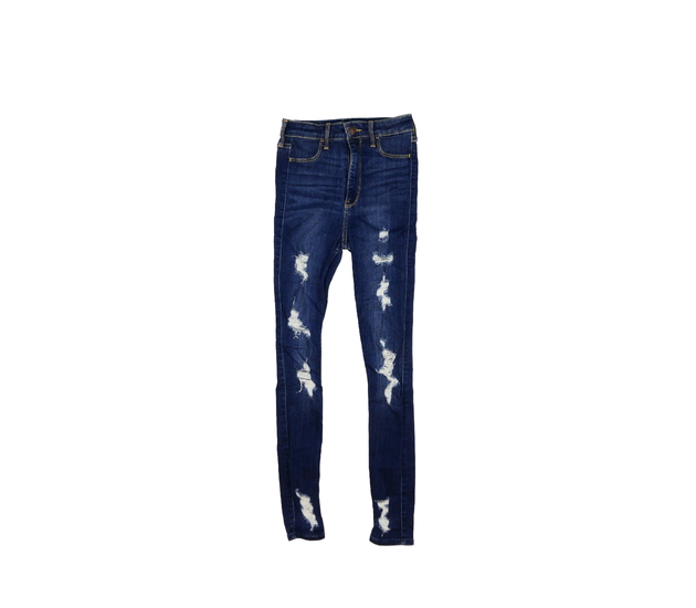 Modré trhané skinny rifle s vysokým pasem 