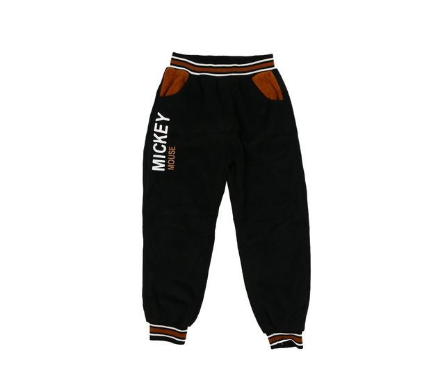 Černé teplé tepláky Mickey s hnědým pruhem 