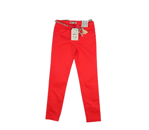 Nové červené kalhoty s páskem Zara