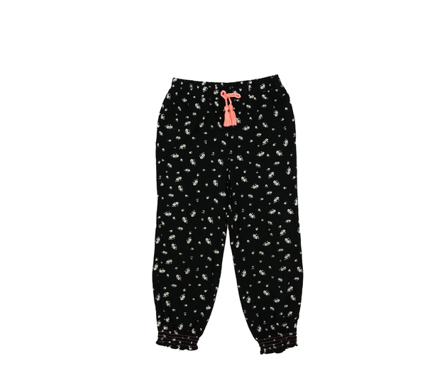 Černé vzdušné květinové kalhoty 