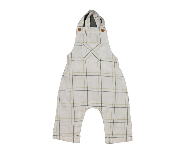 Bílé pruhované kalhoty s laclem 