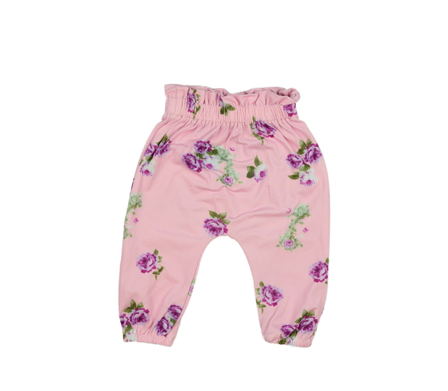 Růžové kalhoty s květinami 