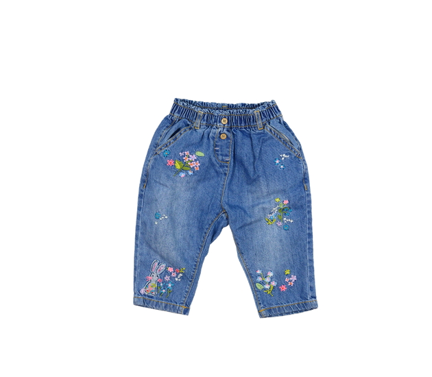 Modré rifle s květinovými výšivkami Next