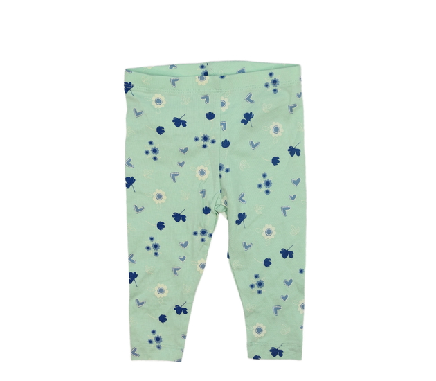 Zelené legíny s květinami 