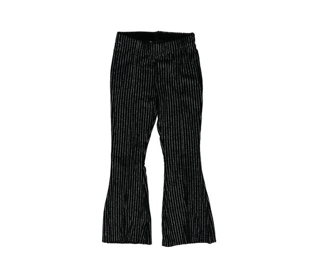 Černé zvonové legíny s lesklými detaily 