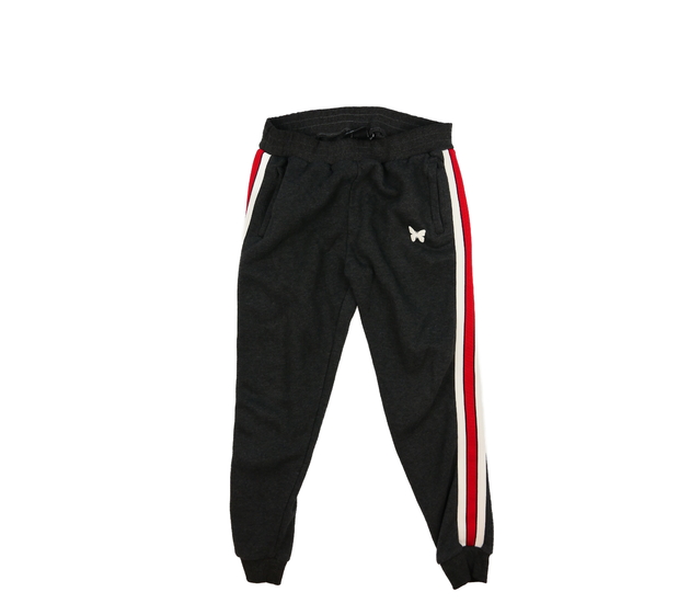 Šedé tepláky s barevnými proužky