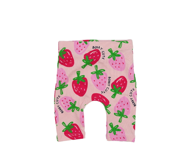 Růžové legíny s jahodami  