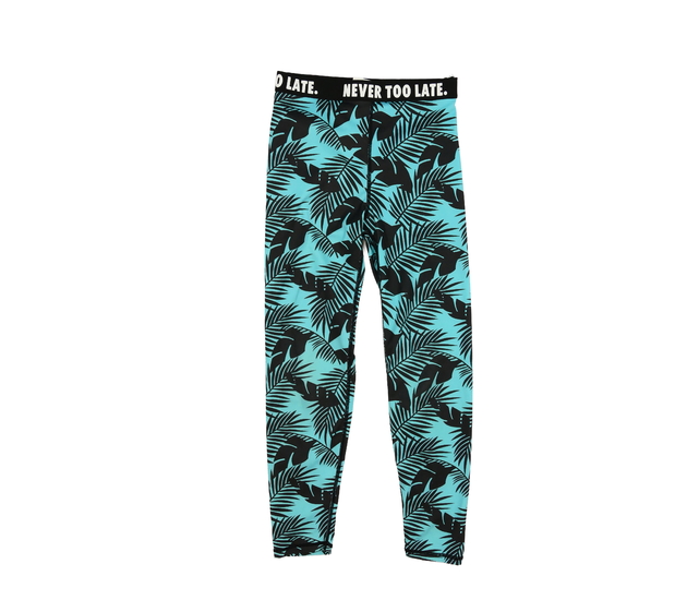 Černo-modré vzorované legíny 