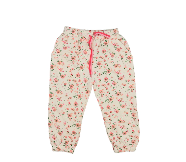 Krémové květinové slabé tepláčky 